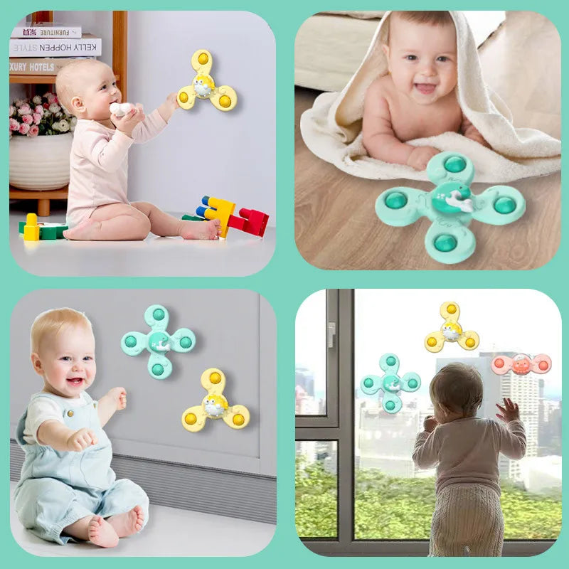 Kit SpinnerBath™ com 3 Brinquedos de Banho Giratórios - Estímulo Sensorial e Coordenação - Gaells (1 ano)