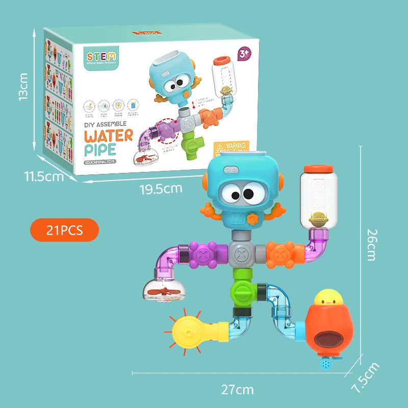 Kit OctoTubo™ com 27 Peças de Montagem para Banho - Engenharia Divertida e Criatividade na Água - Gaells (2 anos)