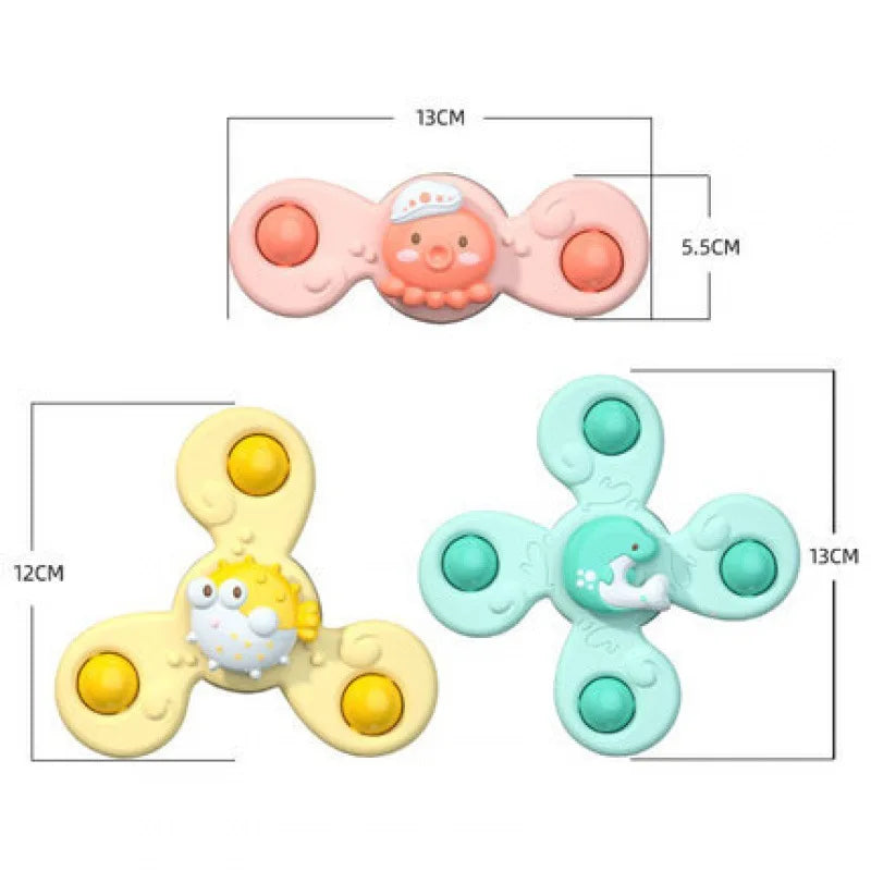 Kit SpinnerBath™ com 3 Brinquedos de Banho Giratórios - Estímulo Sensorial e Coordenação - Gaells (1 ano)