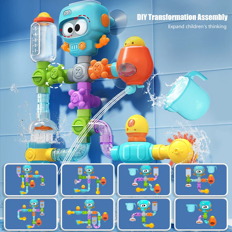 Kit OctoTubo™ com 27 Peças de Montagem para Banho - Engenharia Divertida e Criatividade na Água - Gaells (2 anos)