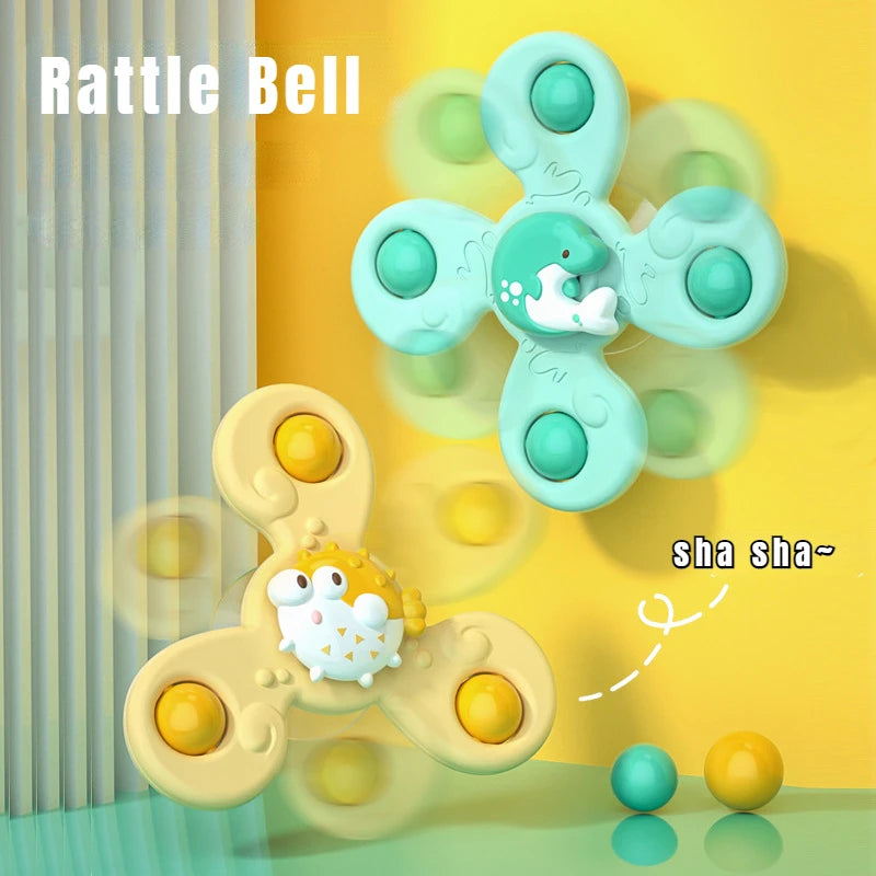 Kit SpinnerBath™ com 3 Brinquedos de Banho Giratórios - Estímulo Sensorial e Coordenação - Gaells (1 ano)