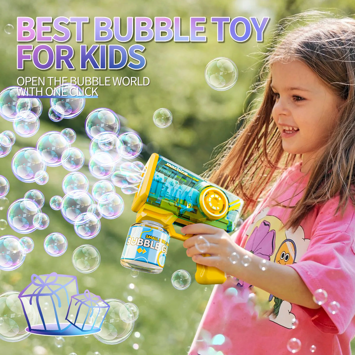 Lança Bolhas Elétrico BubbleStorm™ - Diversão Instantânea ao Toque de um Botão - Gaells (8 a 9 anos)