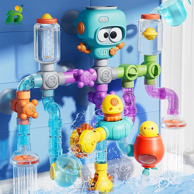 Kit OctoTubo™ com 27 Peças de Montagem para Banho - Engenharia Divertida e Criatividade na Água - Gaells (2 anos)